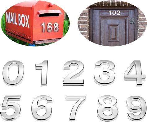 silver reflective plastic door numbers